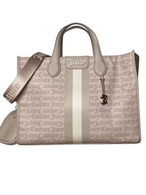 Juicy Couture State of The Heart Monogrammed Sandstone Crossbody Tote Bag